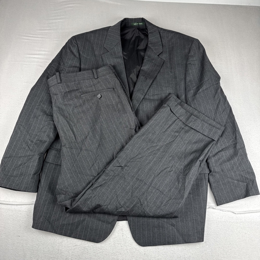 Lauren Ralph Lauren Mens Gray Chalkstripe 2-Piece Wool Suit 48R, 42*28 *READ*